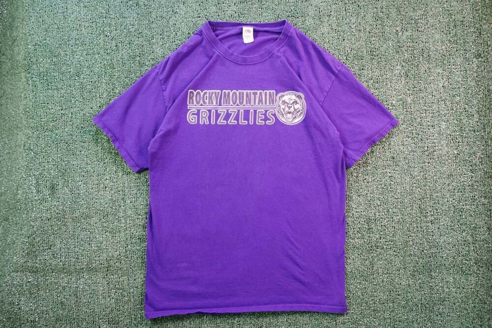 Rocky Mountain High School Grizzlies Purple Graphic T-Shirt Size Large